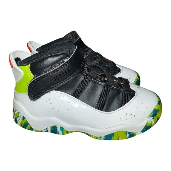 Jordan 6 rings toddler Black & White High-Top Sneakers Neon Accents size 9C - Picture 1 of 8